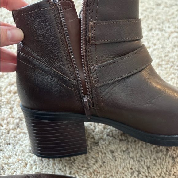 Clarks Dark Brown Ankle Booties with Buckle Detail - Picture 5 of 6